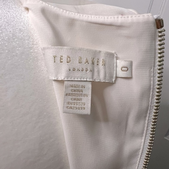 TED BAKER IVORY WHITE FIT AND FLARE WATERCOLOR FLORAL DRESS SIZE 0 - Picture 4 of 4